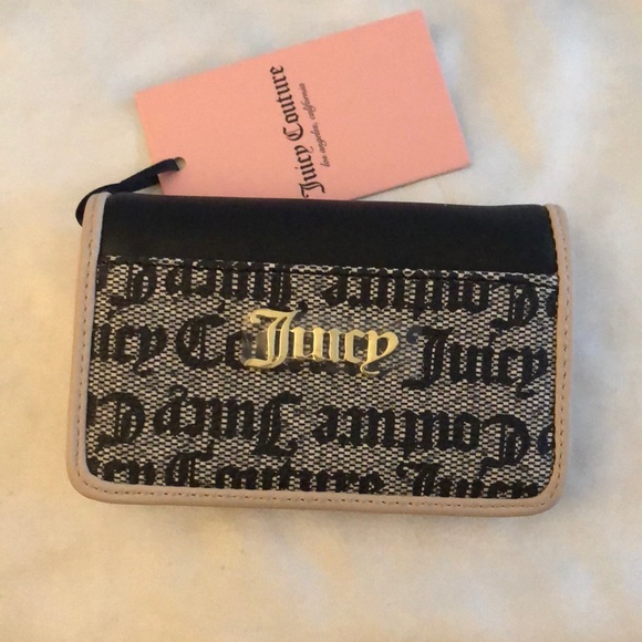 Juicy Couture Black Beige Spring Fling Slim Elongated Bifold Wallet NWT - Picture 10 of 14
